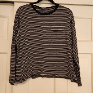 Everlane organic cotton black, brown and cream striped long sleeved tee. XL